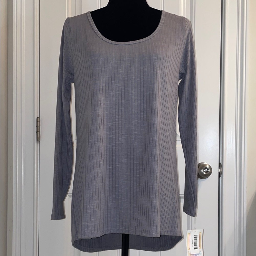 “Lynnae” Gray Long Sleeve Ribbed Top
